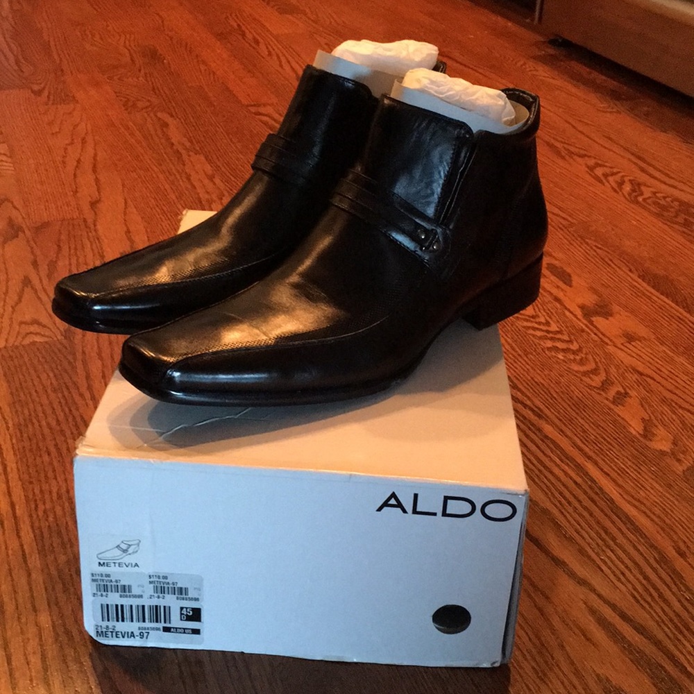 NEW** Men’s Aldo Metevia Black Leather Ankle Boots